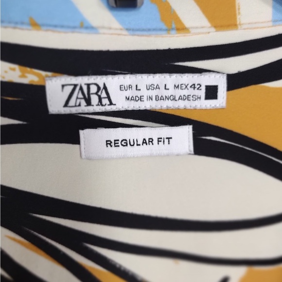 Zara Floral Short Sleeve Shirt in Yellow and Blue size L pre owned Exellent cond - Picture 8 of 9